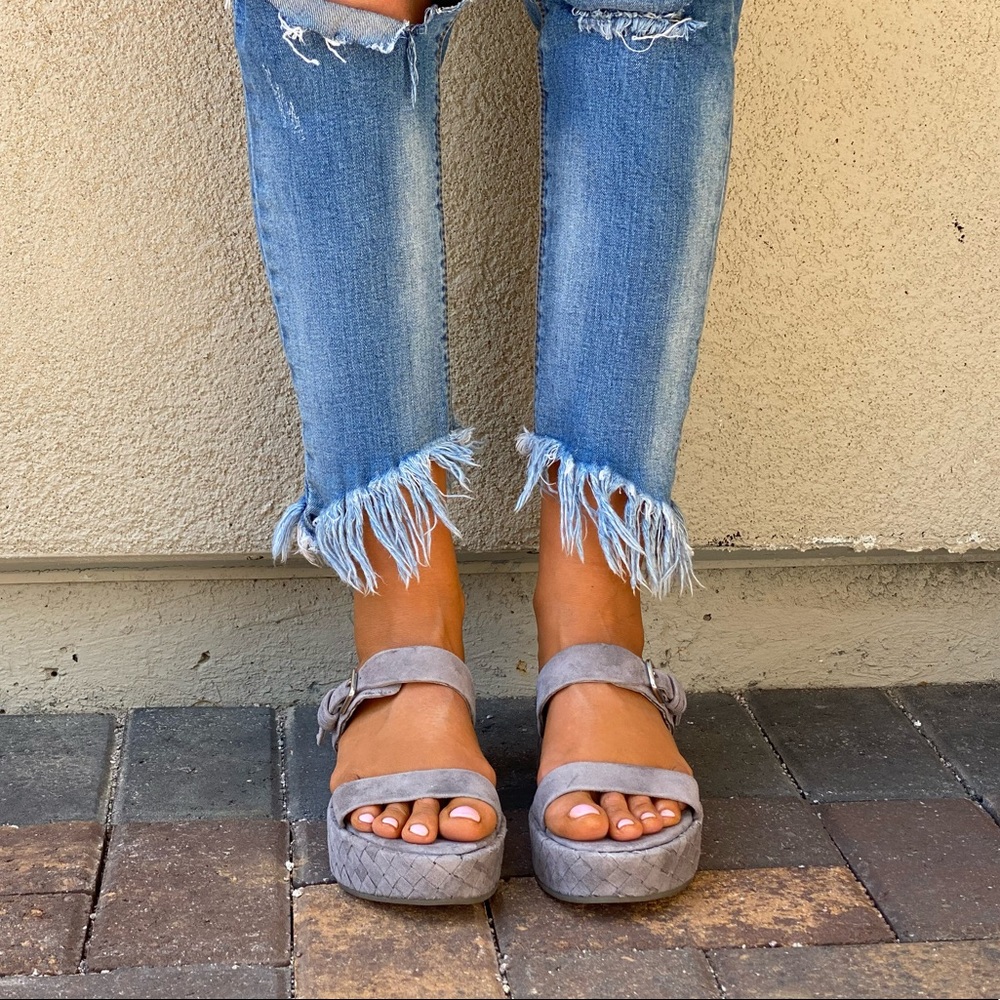 KLIK Genuine Leather Woven Flat Platform Wedge - Picture 7 of 11